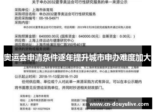 奥运会申请条件逐年提升城市申办难度加大